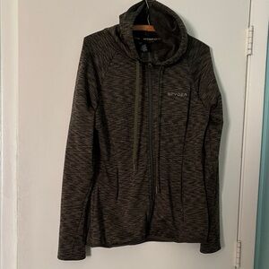 Spyder Active gray/olive hooded fleece Jacket size large L